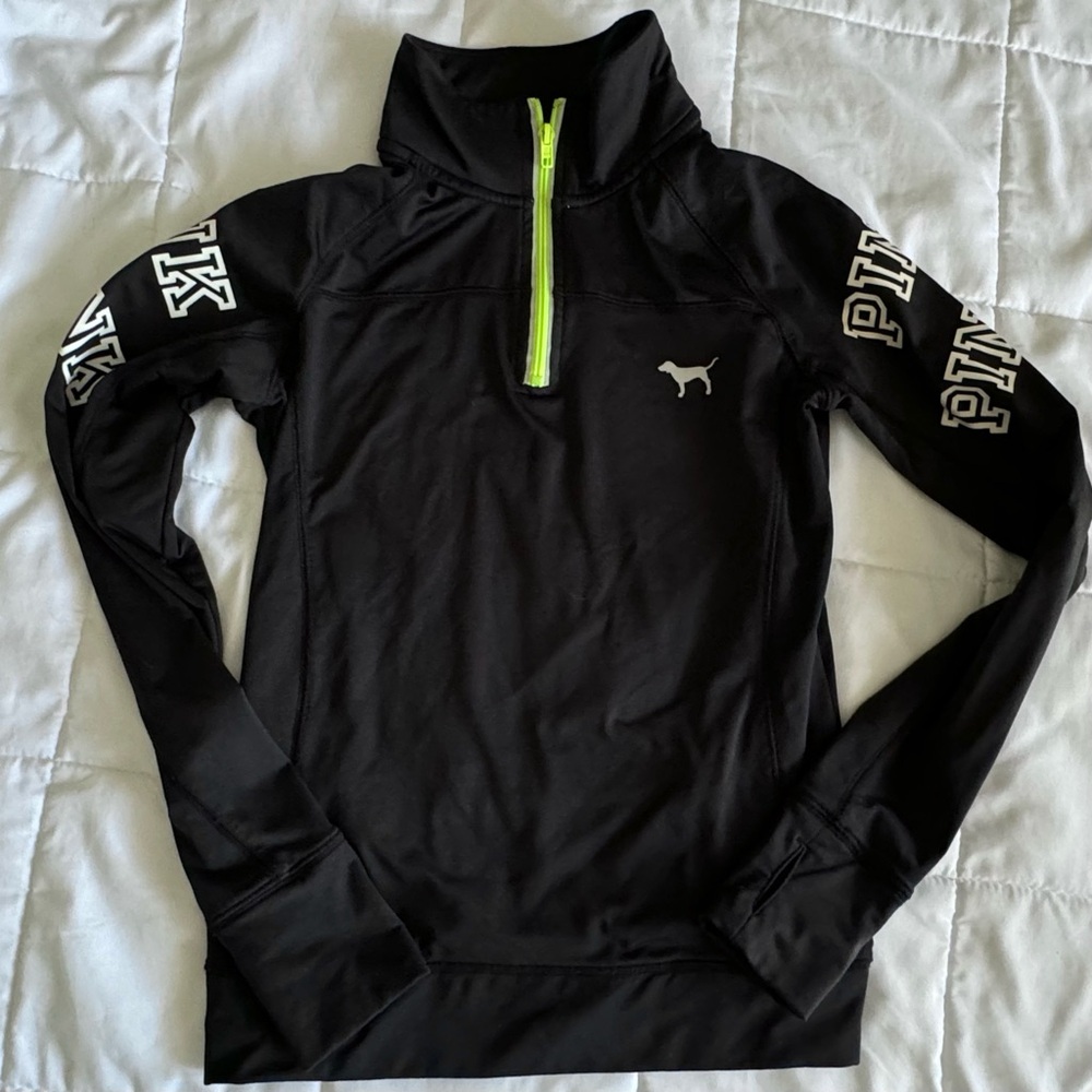 Victoria’s Secret pull over with neon zipper.